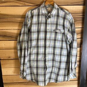 Wrangler 20X Men's Plaid button up Shirt - Blue Gray Green size LT cotton